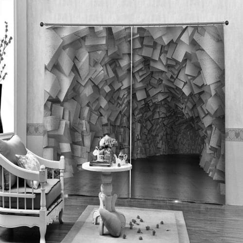 Customized size Luxury Blackout 3D Window Curtains For Living Room Custom brick tunnel curtains Drapes Cortinas