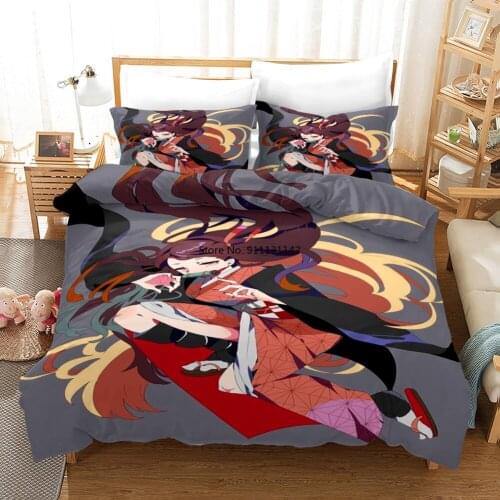 Japanese Anime Demon Killer Bedding Set Adult Children Bedroom Decoration Down Quilt Cover Pillowcase Home Textiles