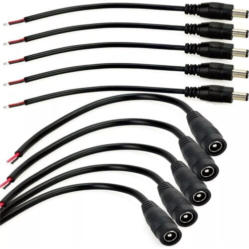 12V DC Connectors Male Female jack Wire cable adapter plug power supply 15cm length 5.5 x 2.1mm for LED Strip Light CCTV Camera
