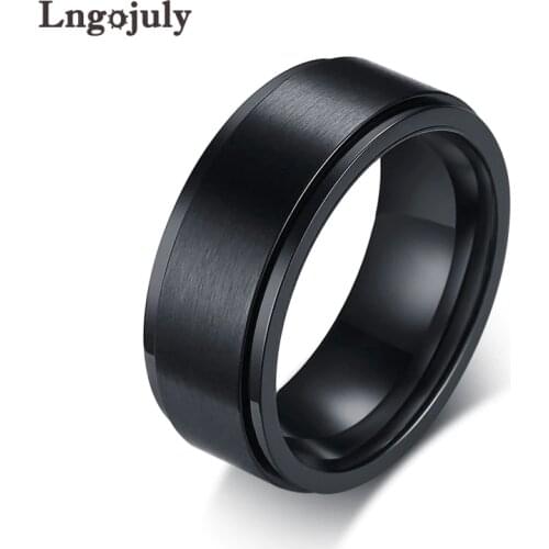 Hot Sale Titanium Steel Simple Joint Ring Black Ring For Fashion Men 8MM IP Black Plating Accessories Jewelry Gifts