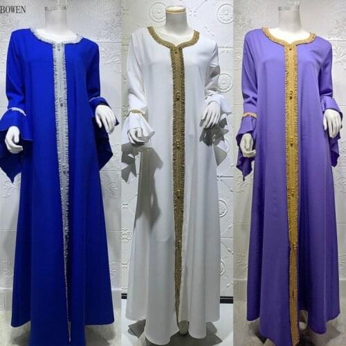 Fashion Muslim Ruffle Sleeve Jalabiya Eid 2021 White Hijab Dress For Women Dubai Moroccan Arabic Clothes Golden Lace