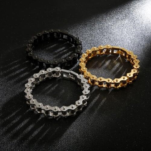 Fashion Gold Stainless Steel Bicycle Bracelet For Man Four Colors Optional 225mm Punk Style Mens Jewelry