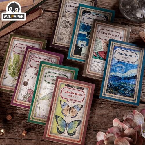 Mr.Paper 8 Design Time Excerpts Series Retro Note Stickers Notepad Diary Creative Self-Adhesive Notepad