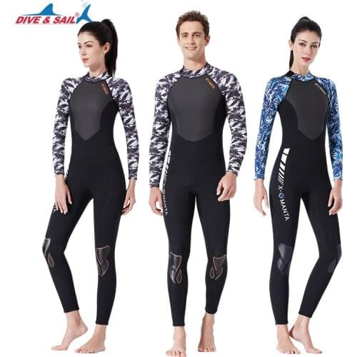 Dive & Sail 2019 1.5mm Neoprene Wetsuit Women Men Warm One Piece Wet Suit For Scuba Diving Surfing Ws-19483