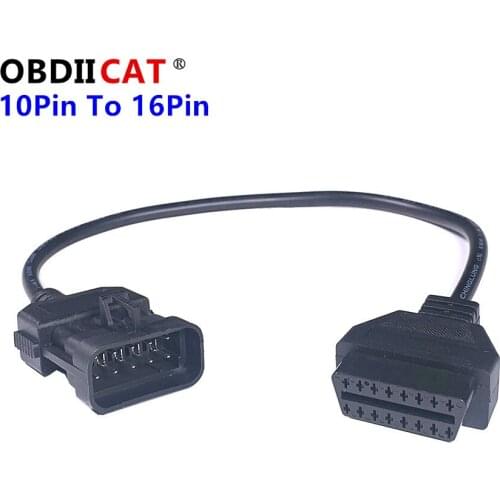 O-p-el 10 Pin To 16 Pin OBD 2 Car Auto Extension Diagnostic Tool Adapter Connector Cable Free shipping