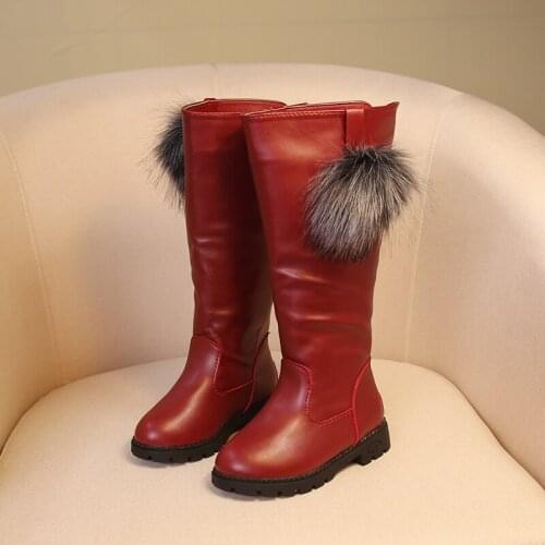 2020autumn and winter childrens cotton boots girls plush high boots pure color Martin boots warm thick casual shoes