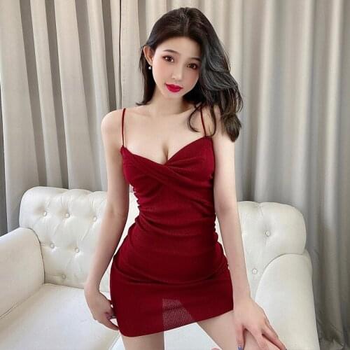 Dresses Women Sexy Club Off Shoulder Low-cut Backless Solid Summer Style Off Shoulder Spaghetti Strap Mini-dresses Party New