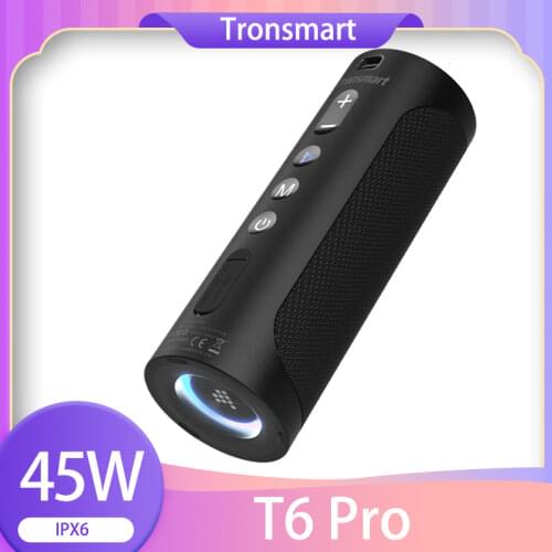 Tronsmart T6 Pro Bluetooth 5.0 Portable Speaker with Up to 45W, - Black