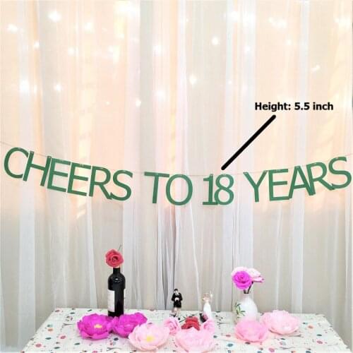 CHEERS TO 18 YEARS Banner Glittered Paper DIY Hanging Decorations Happy Birthday Party Decoratipns Photo Prop 18 Celebrate