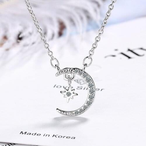 Simple Fashion Moon Star Clavicle Chain Choker Necklaces aaa Zircon Pendants Necklaces For Women Jewelry