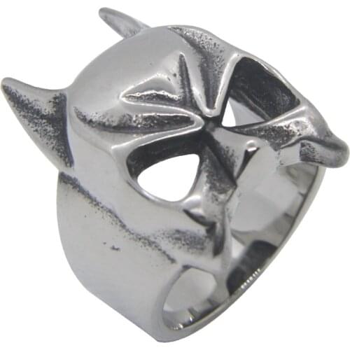 Drop Ship Hollow Out Mask Ring 316L Stainless Steel Cool Men Helmet Ring