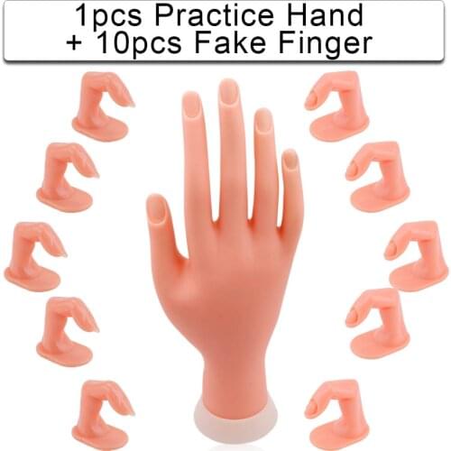 Hand For Manicure Finger Practice Model 5/10pcs False Nails Training Fake Hand Beauty Art Natural Professional Nail Printer Tool
