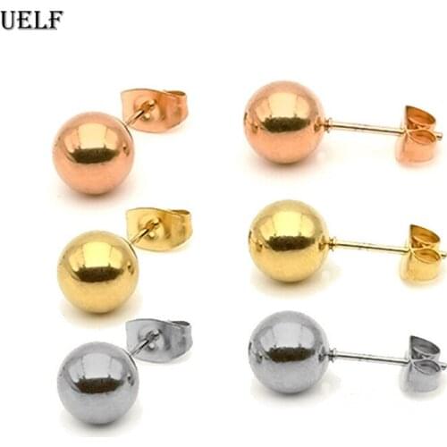Uelf korean style stainless steel earrings for women Luxury rose gold color stud earrings set small earings fashion jewelry