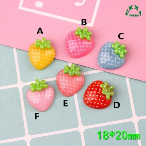 Slime Charm Beads 10pcs cute Strawberry Charms Fruit Charms Resin Cabochon Flatback for phone case Resin Charms for slime
