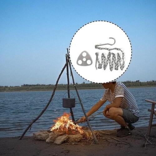 Camping Cooking Tripod Outdoor Survival Home Picnic Telescopic Portable Easy Storage Set Up Hiking Tripod Camp Cooking Tripod