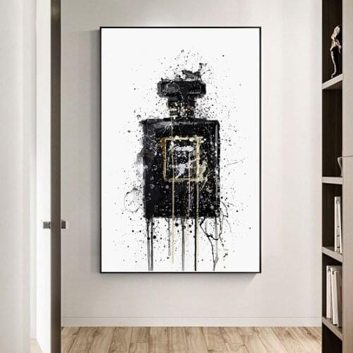 Modern Abstract Art Black Perfume Bottle Canvas Paintings Posters and Prints Cuadros Wall Art Picture for Living Room Home Decor