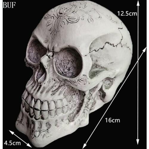 BUF Resin Craft Statues For Decoration Skull Head Creative Skeleton Figurines Sculpture Ornament Home Decoration Accessories