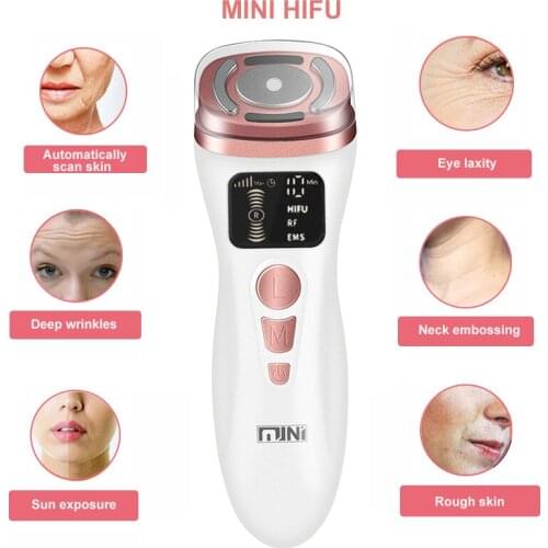 Ultrasonic Mini HIFU RF Fadiofrecuencia Tightening Lifting Therapy Skin Rejuvenation EMS Microcurrent Ultrasound Beauty Device