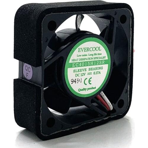 1pcs New 4015 40mm Fan 4cm 12V EC4015H12SR EverCool 3-Wire 0.17A CPU Cooling Fan Machine Tool IPC Mini Cicro Cooler