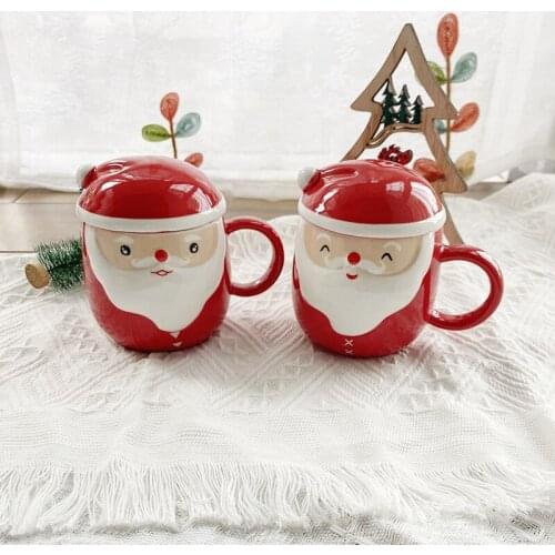 Looking, High-value, Hot Sale, Santa Claus, Ceramic Cup, Mug, Milk Cup, Student Couple, Holiday Gift, Lovely Cartoon, Festive