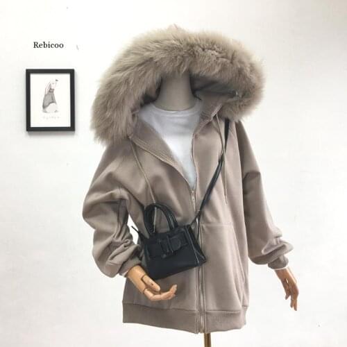 Women Faux Fur Hooded Jacket Autumn Winter Warm Plush Fleece Jacket Women Thermal Overcoat Casual Zipper Fashion Outwear
