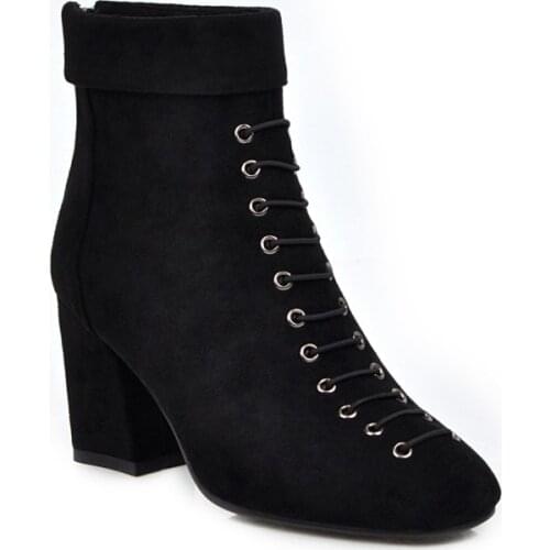 Big Size Square toe boots boots women shoes ankle boots for women ladies boots shoes woman winter