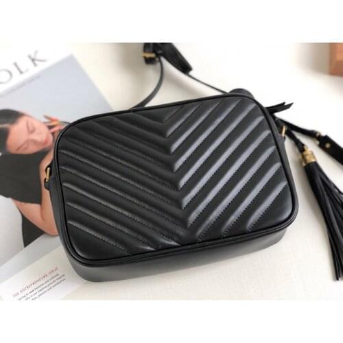 Women luxury handbags calfskin real leather chevron crossbody bag designer brand purse Tassel shoulder bag lou camera bags