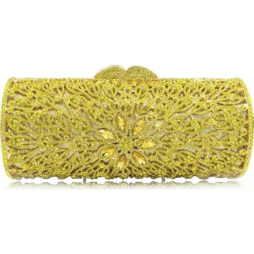 Multi color Flower blue Crystal Diamond Women Metal Clutches Evening Bags Hollow Out Wedding Party Prom Handbag Minaudiere Purse