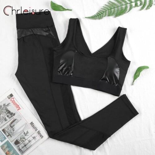 CHRLEISURE Two Piece Set Women Tracksuits Yoga Set High Waist Fitness Seamless Leggings Workout Sportswear Women