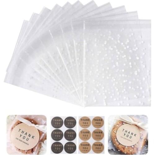 100 Pcs Transparent Snacks Cookie Packaging Bags Self-adhesive Plastic Biscuit Bag DIY Stickers Wedding Candy Bags Baking Tool