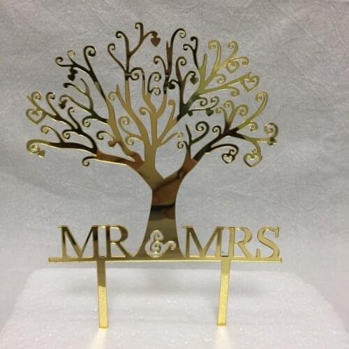 2pcs love tree Mr and Mrs wedding cake topper Acrylic cake topper