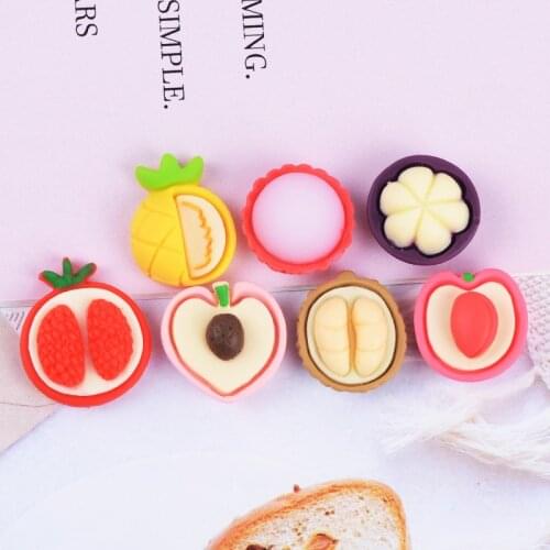20pcs/Lot DIY Jewelry Findings Kawaii Fruit Pineapple Peach Mangosteen Lychee Durian Lychee Resin Cabochons Cameo Patch Charms
