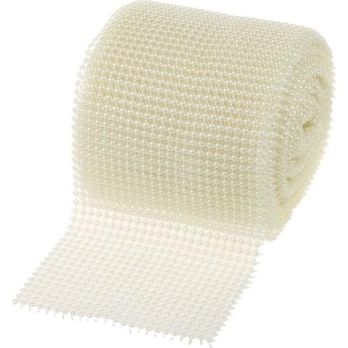 4MM PEARL MESH WRAP ROLL FLAT BACK PEARL TRIMMING RIBBON - 24 ROWS WEDDING BABY SHOWER PARTY DECORATIONS