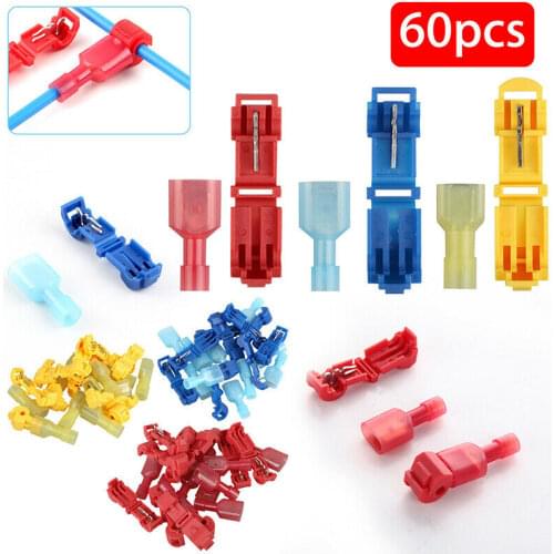 60Pcs 22-10AWG Assortment Car Audio Quick Splice Crimp Terminals & Male Spade Electrical Wire Connector Kit