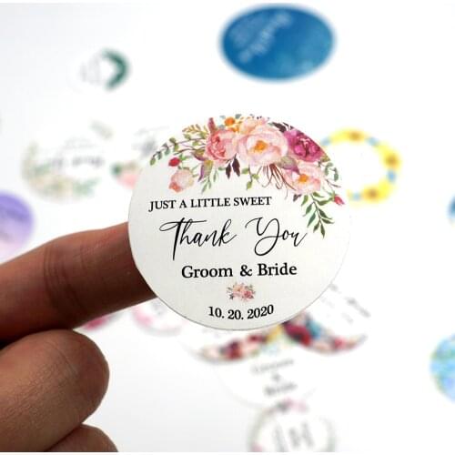 96Pcs 4cm Wedding Sticker Custom Round Name Logo Label Waterproof Gift Boxes Personalized Candy Favors Tags Birthday Baptism