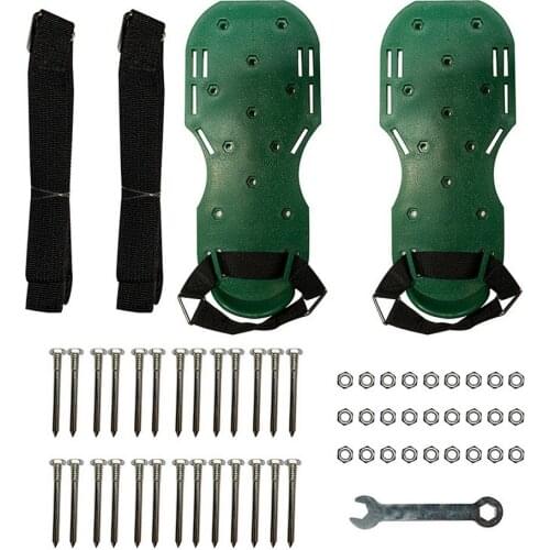 Lawn Aerator Shoes with Hook Loop Straps Manual Lawn Aetaor Wrench Pre-Assembled for Gardening Thatch Revives Soil Health Maroon