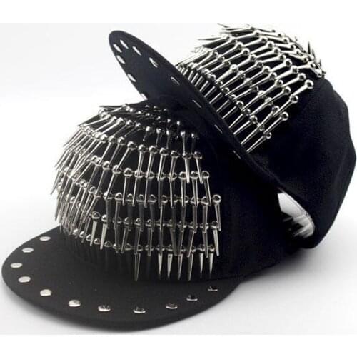 Fashion Unisex Sun Hat Snapback adjustable Hip Hop hat Punk Boy Girl Rivets Spiky Baseball Cap For Hip Hop Rock Dance