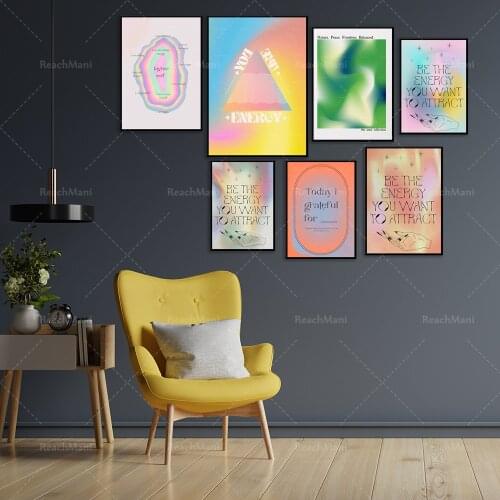 Aura Energy Colors Print-Spiritual energy, aura poster, 70s retro poster with gradient, quiet modern abstraction, psychedelic de