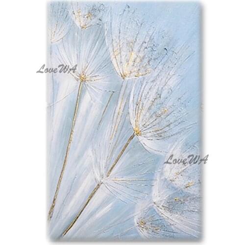 Cheap Abstract Texture White Dandelion Canvas Paintings Wall Picture Art Hand-painted Latest Outdoor Landscape Oil Painting