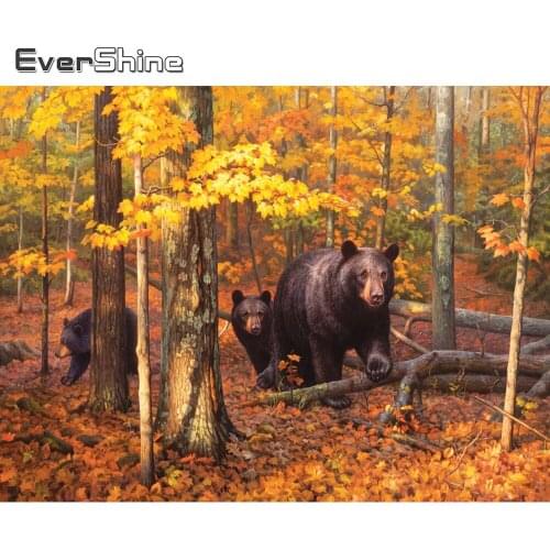 Evershine Diamond Painting Bear Cross Stitch Full Square Diamond Embroidery Animals 5D DIY New Arrival Autumn Home Decor