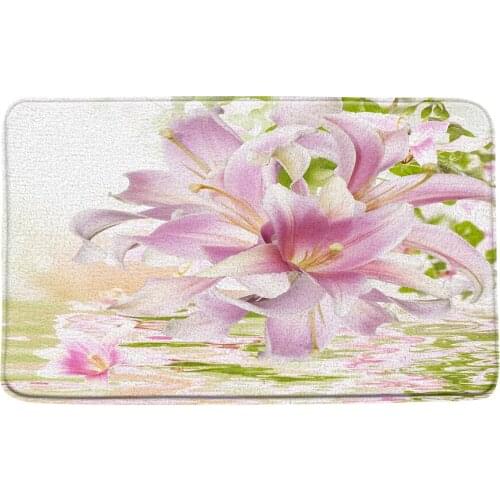 Spring Flower Plant Flannel Bath Mat Indoor Memory Foam Bathroom Bathtub Non-slip Carpet Aisle Doorway Rug