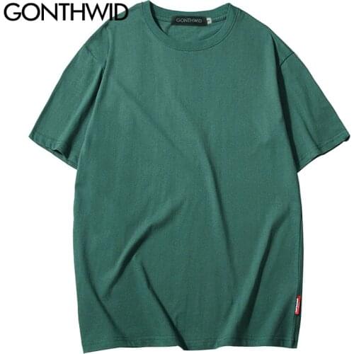 GONTHWID Casual Cotton Solid Tshirts Men Women Hip Hop Crewneck Short Sleeve Blank Streetwear Tops Tees Summer Male T Shirts 3XL