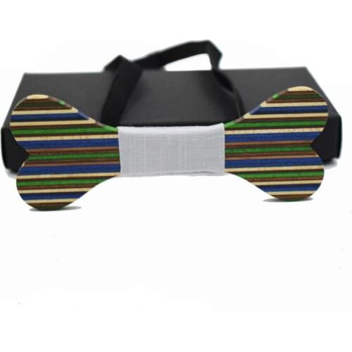 Ricnais Unique Design stripd Bones Bow Tie Men Necktie For Business Wedding Party Gift Skinny Cravats Wood Bowtie