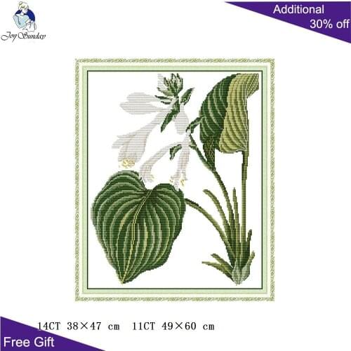 Joy Sunday LiLy H851 14CT 11CT Counted and Stamped Home Decor LiLy Flowers Embroidery DIY Cross Stitch kits