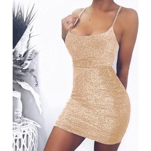 Mini Dress Women Sexy Straps Slim Fit Bodycon Party Dress Sparkle Back Lace Up Short Dress Strappy Clubwear Dresses Vestidos