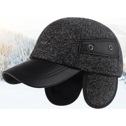 Kagenmo Hidden Ear Protection Male Winter Hat Thick Woolen Keep Warm Winter Cap Fit For Old Men Father New Year Gift