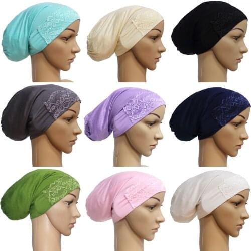 Soft modal inner Hijab Caps Muslim stretch Turban cap Islamic Underscarf Bonnet hat female headband tube cap turbante mujer