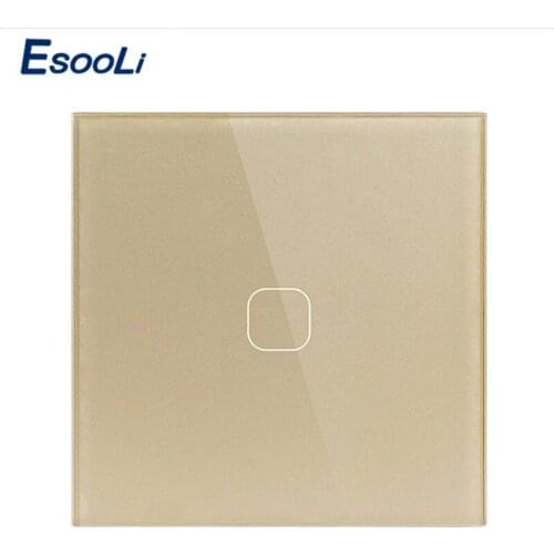 Esooli EU/UK Standard,1 Gang 1 Way Wall Touch Switch, White Crystal Glass Switch Panel, 220-250V, Only Touch Function