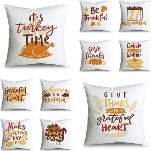 Thanksgiving letter pattern Cushion Covers Polyester Geometric Plants Pillow Cover Decorative Couch Throw Pillows 45*45cm cojin