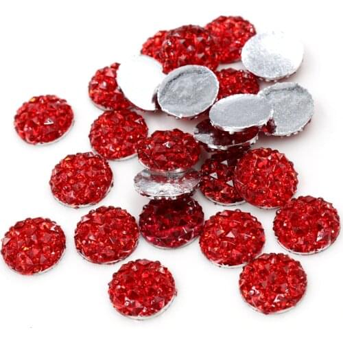 New Fashion 40pcs 12mm Red Color Flat Back Resin Cabochons Cameo G5-04